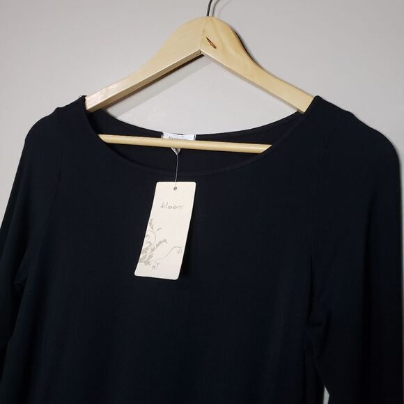 Heartstring Small Black Long Sleeve Scoop Neck Dress NWT - Picture 3 of 11